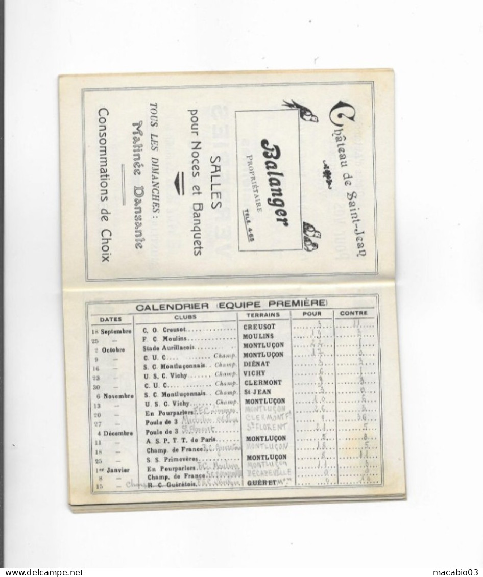 Vieux Papiers - Calendrier De L' Union Sportive Montluçonnaise Rugby Saison 1932 -1933 - Petit Format : 1921-40