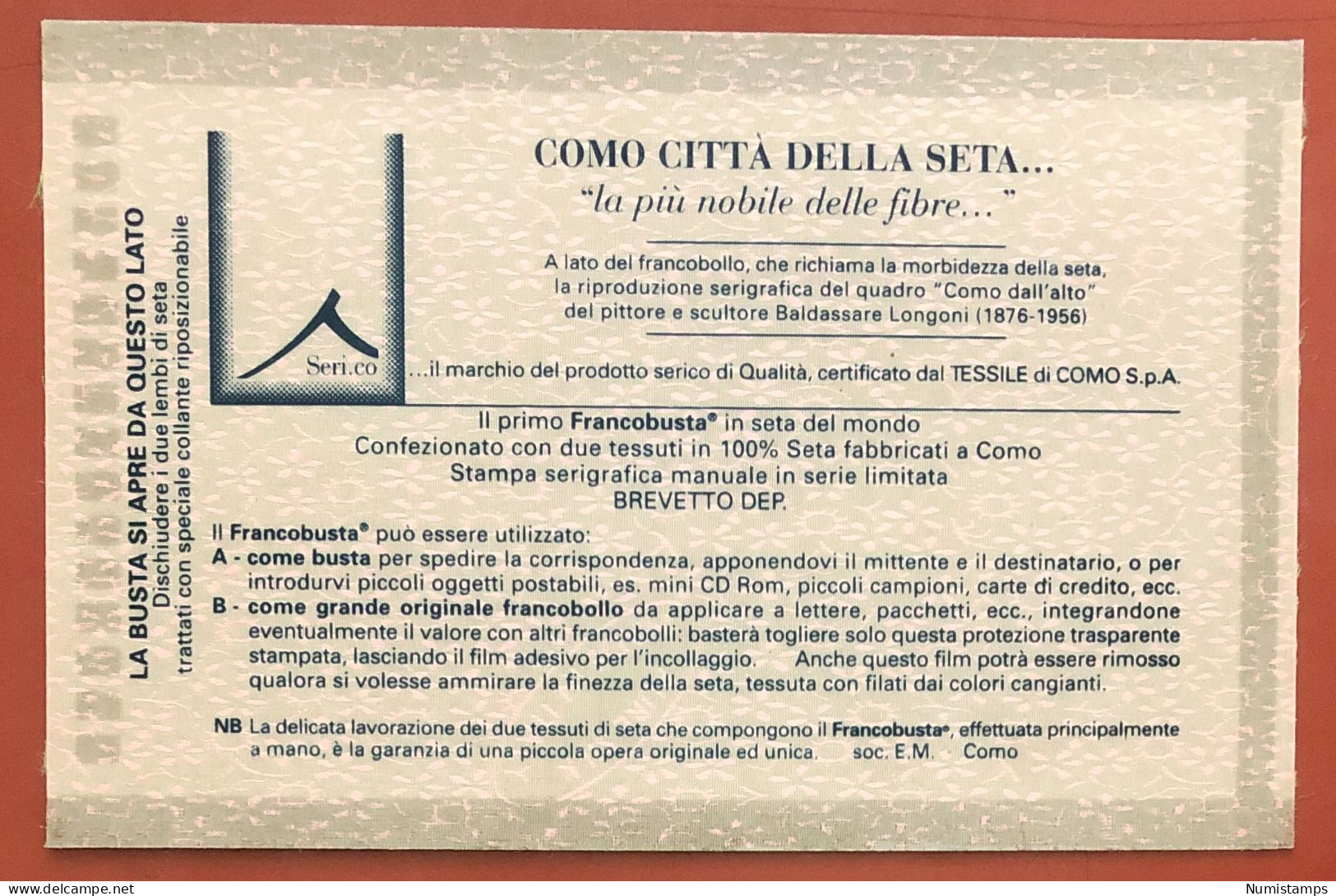 Italy - 2001 - The First Silk Stamp In The World - 2001-10: Neufs