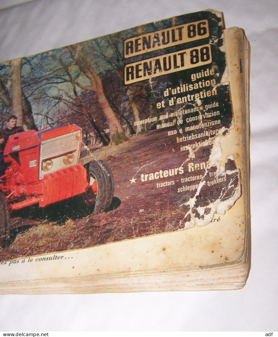 GUIDE D'UTILISATION ET D'ENTRETIEN TRACTEUR RENAULT 86 88, TRACTEURS, MATERIEL AGRICOLE, AGRICULTURE - Tractors