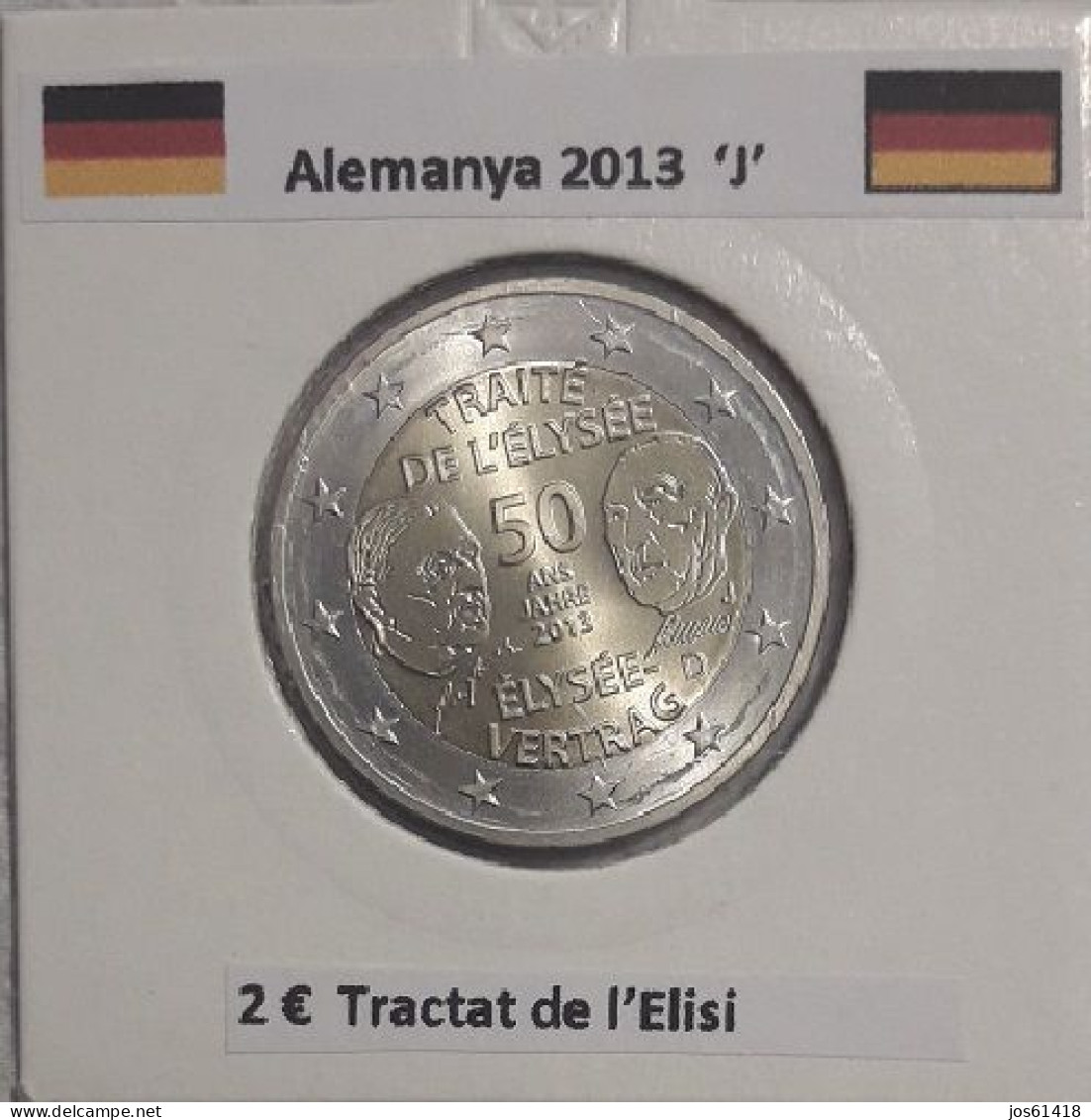 2 Euros Alemania / Germany  2013 50 Jahre Elysee Vertrag  J Sin Circular - Germania