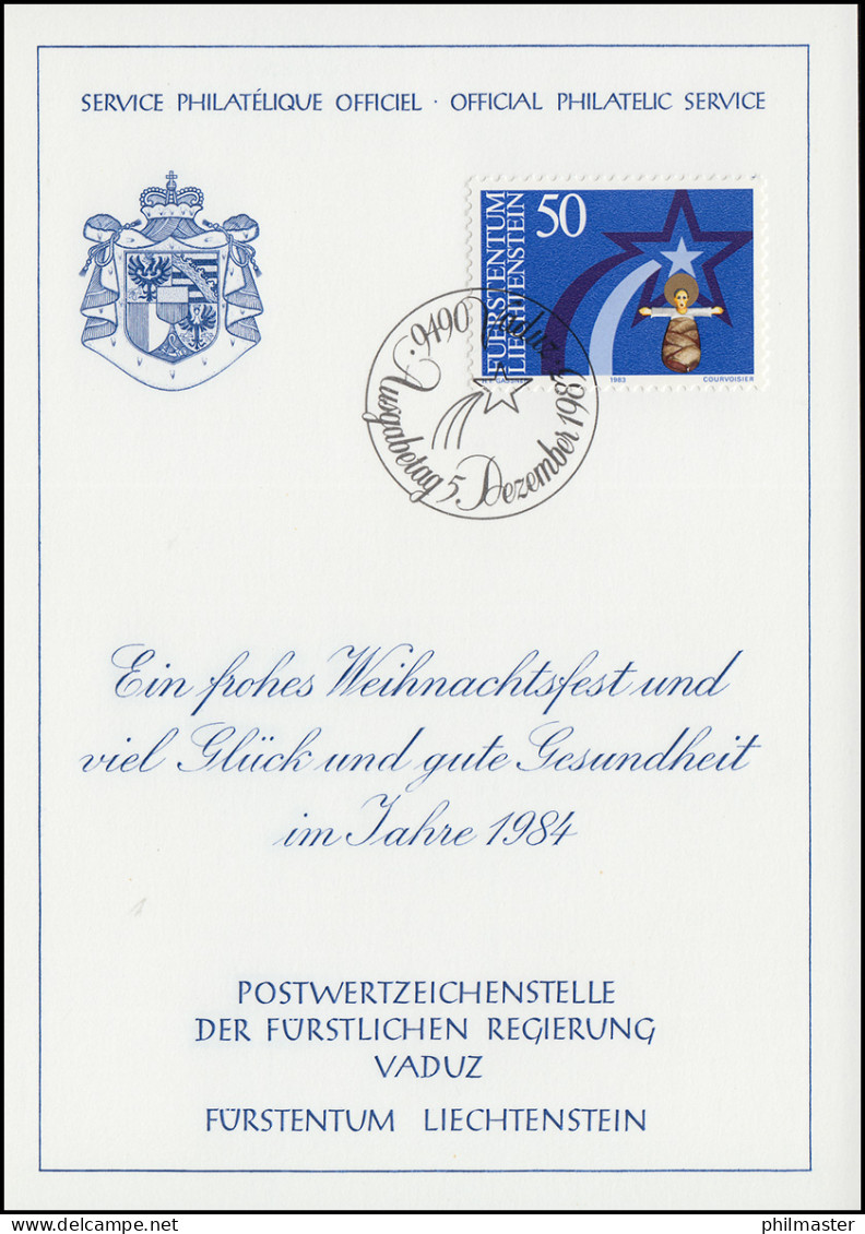 Liechtenstein 832 Weihnachten - Grußkarte Zum Jahreswechsel 1984 - Cartes-Maximum (CM)