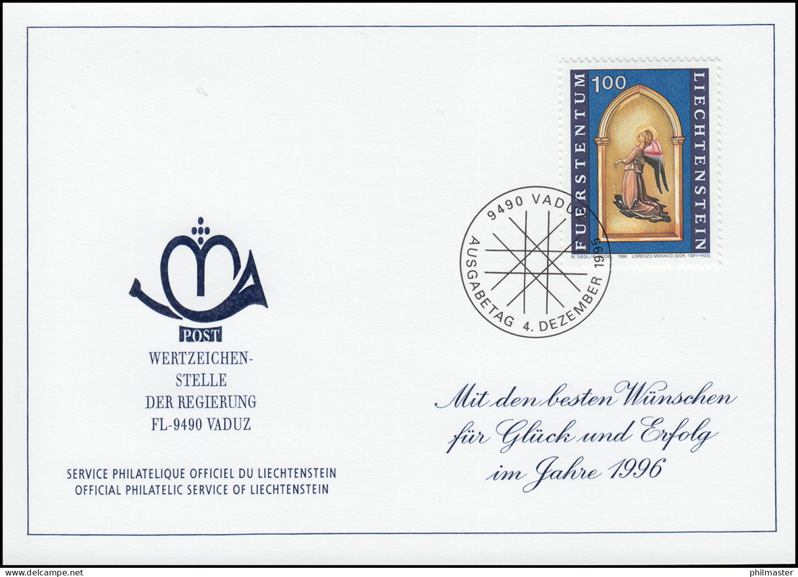 Liechtenstein 1122 Weihnachten - Grußkarte Zum Jahreswechsel 1996 - Maximum Cards