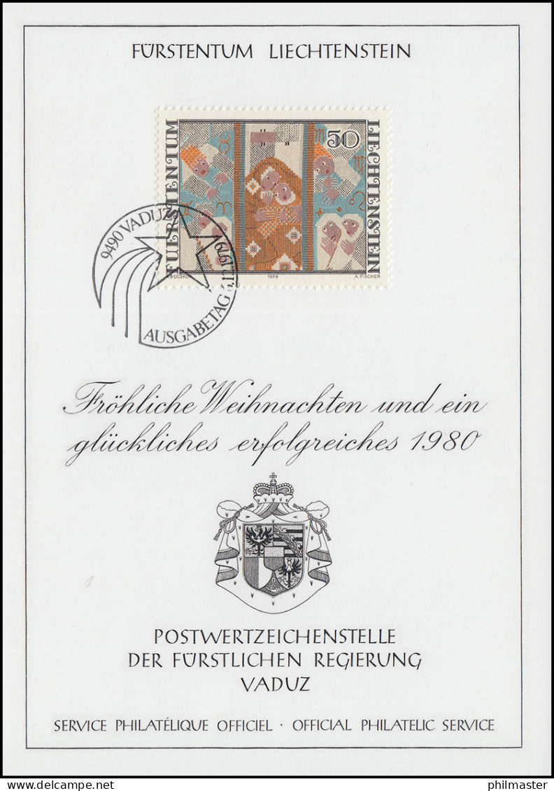 Liechtenstein 739 Weihnachten - Grußkarte Zum Jahreswechsel 1980 - Cartoline Maximum