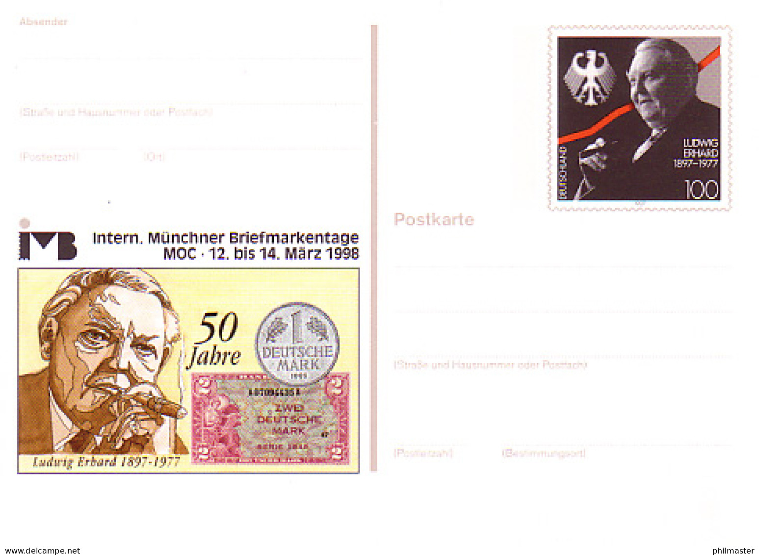 PSo 51 Briefmarkenbörse München Ludwig Erhard D-Mark 1998, ** - Postkarten - Ungebraucht