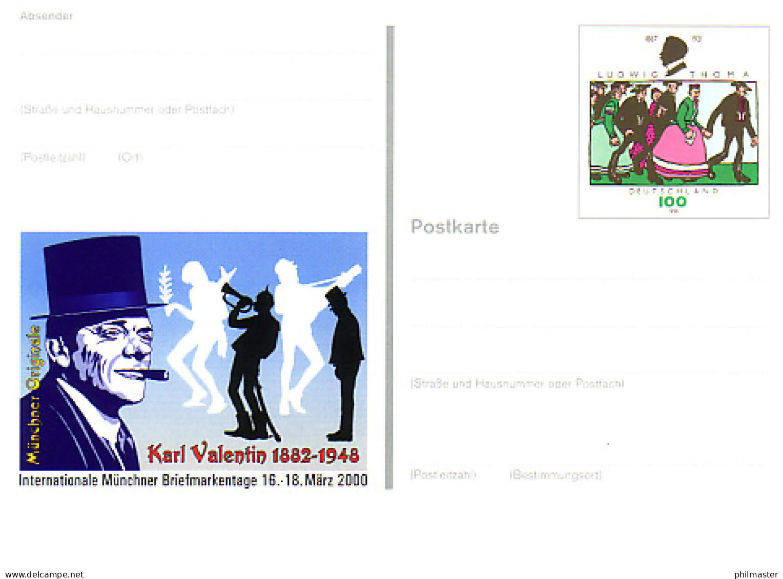PSo 65 Messe MÜNCHEN Karl Valentin 2000, Postfrisch Wie Verausgabt ** - Postkarten - Ungebraucht