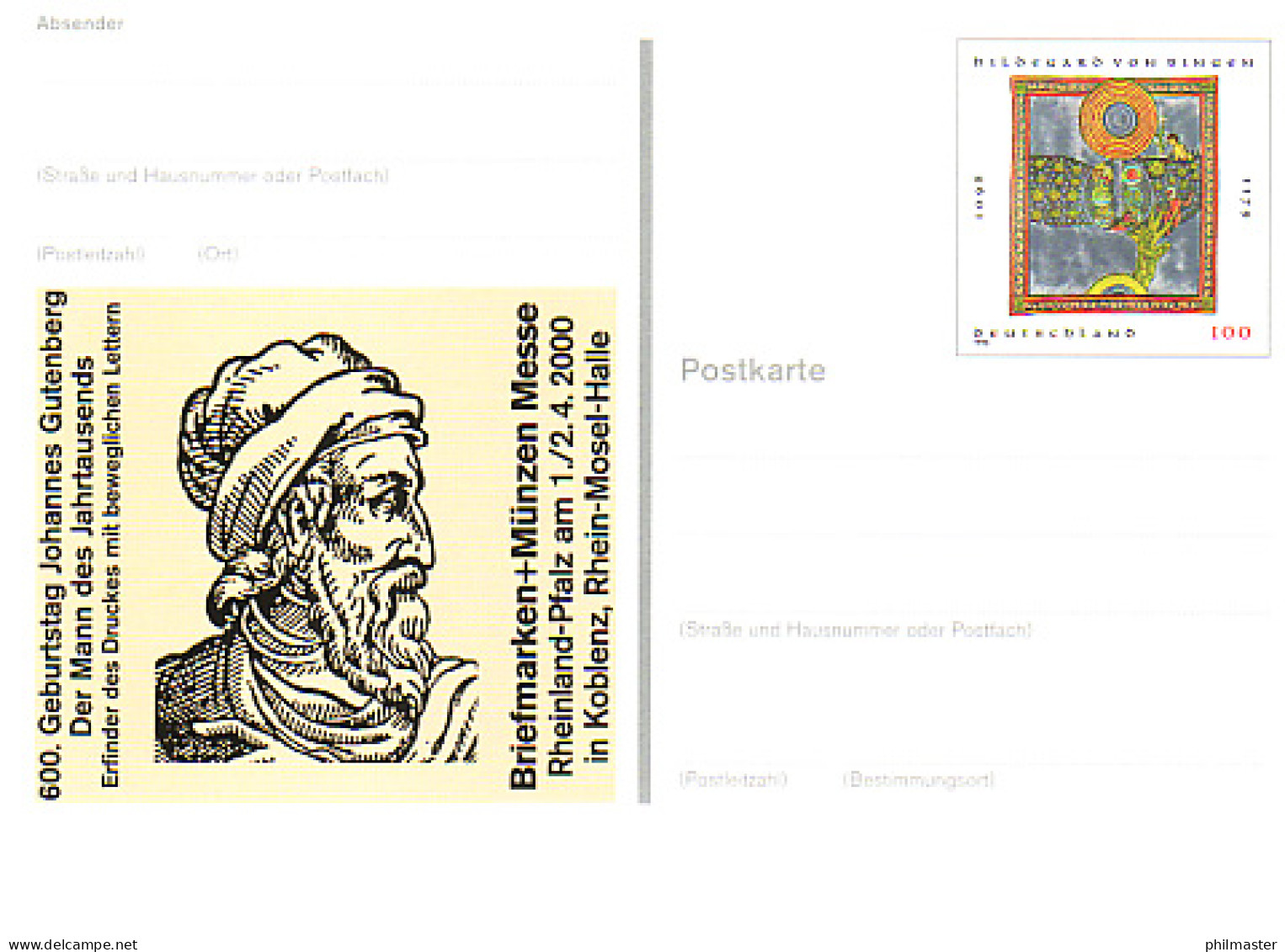 PSo 66 Messe KOBLENZ Johannes Gutenberg 2000, Postfrisch Wie Verausgabt ** - Postkaarten - Ongebruikt