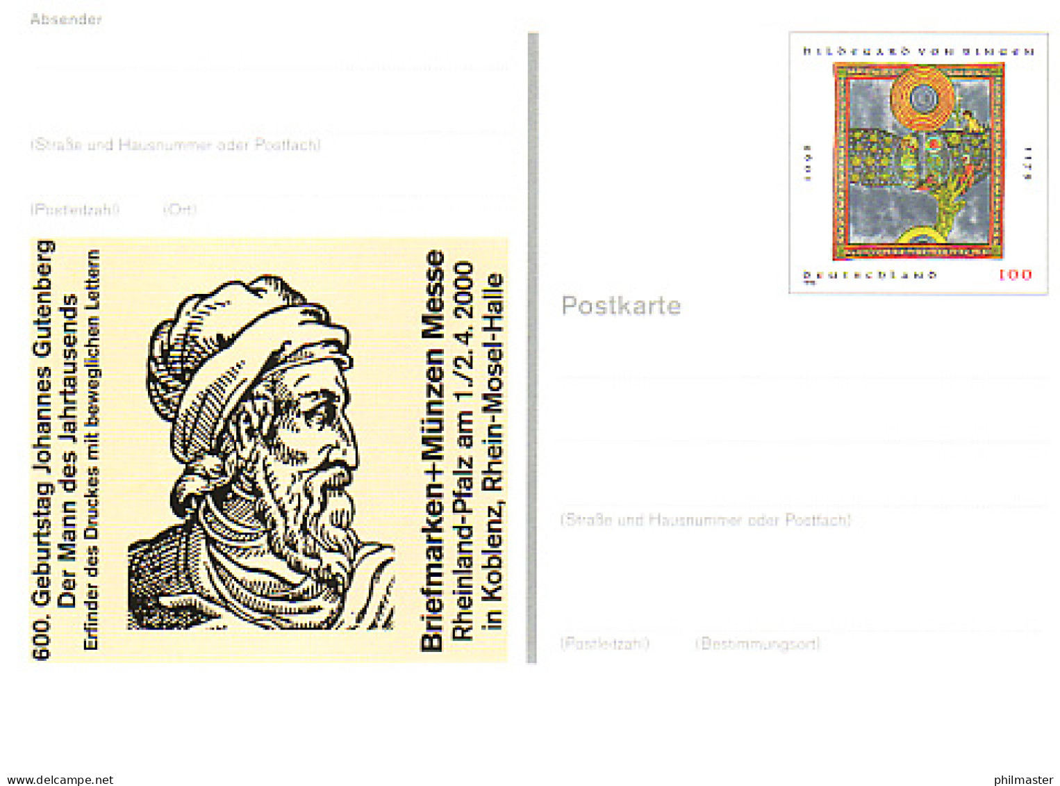 PSo 66 Messe KOBLENZ Johannes Gutenberg 2000, Postfrisch Wie Verausgabt ** - Postkarten - Ungebraucht