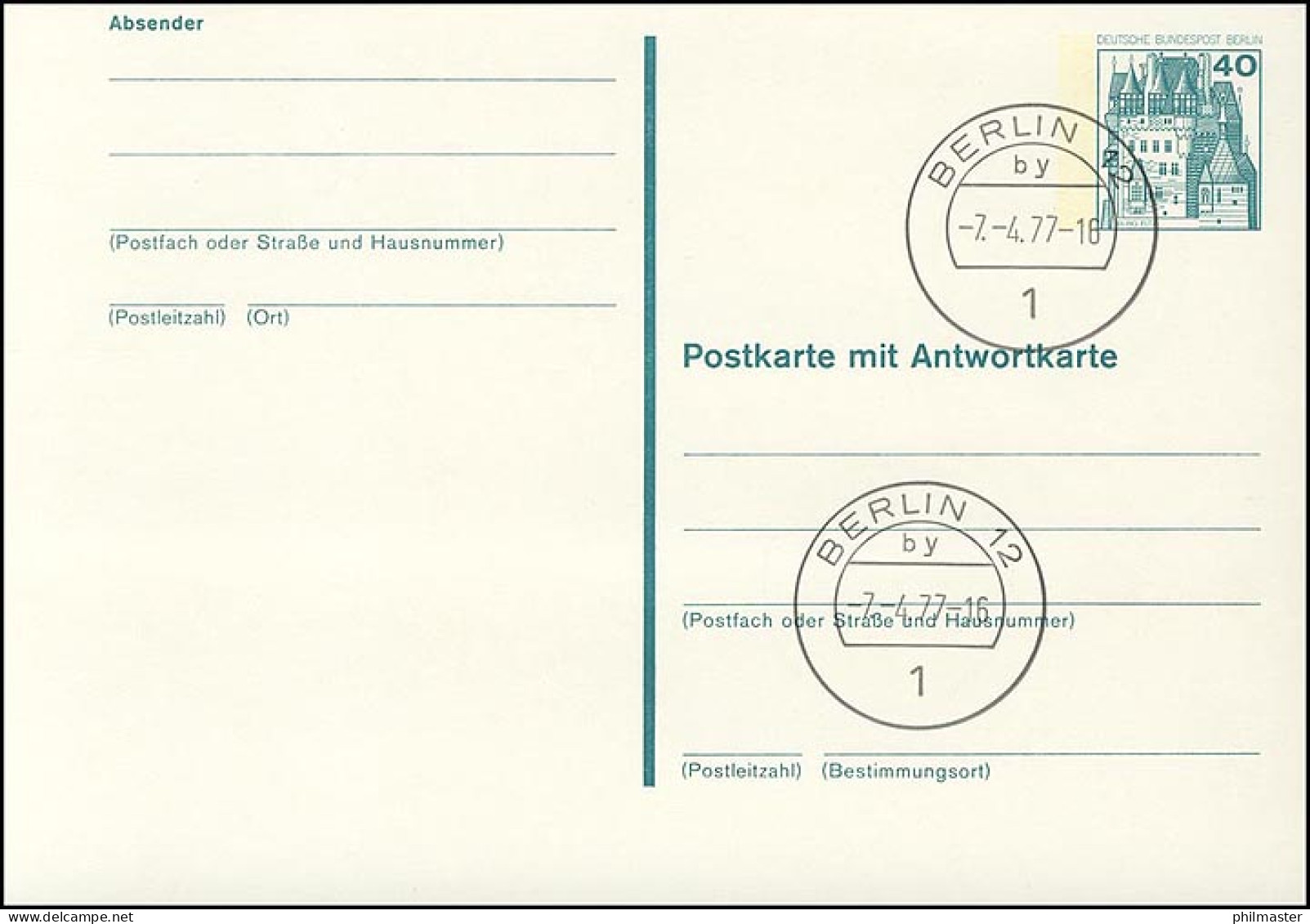 P 107 - BuS 40/40 Pf Mit Strichlinien VS-O Berlin - Altri & Non Classificati