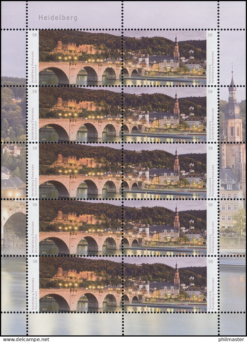 3028-3029 Zusammendruck Stadtansicht Von Heidelberg - 10er-Bogen ** Postfrisch - 2001-2010