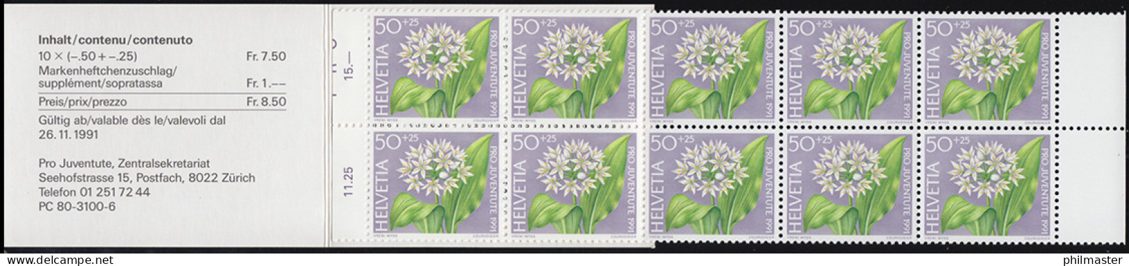 Schweiz Markenheftchen 0-91, Pro Juventute Waldblumen Bärlauch 1991, ** - Postzegelboekjes