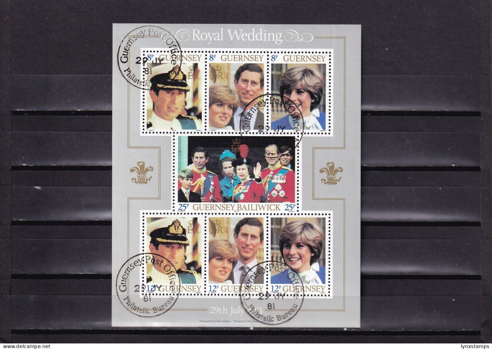 ER04 Guernsey 1981 Royal Wedding Used Souvenir Sheet - Ortsausgaben