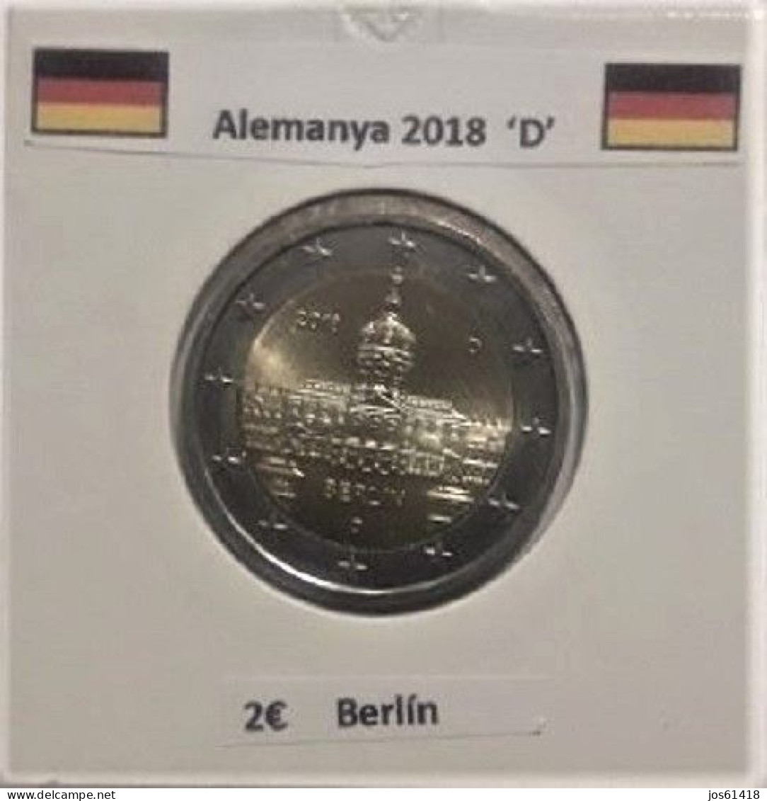 2 Euros Alemania / Germany  2018 Berlin  D,G O J Sin Circular - Germany