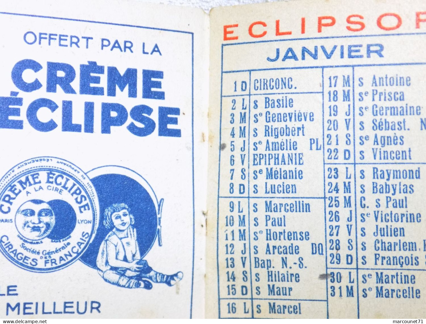 PETIT CALENDRIER 1939 ILLUSTRATEUR EDOUARD BERNARD CREME ECLIPSE PENDULE JEUNES GENS - Klein Formaat: 1921-40