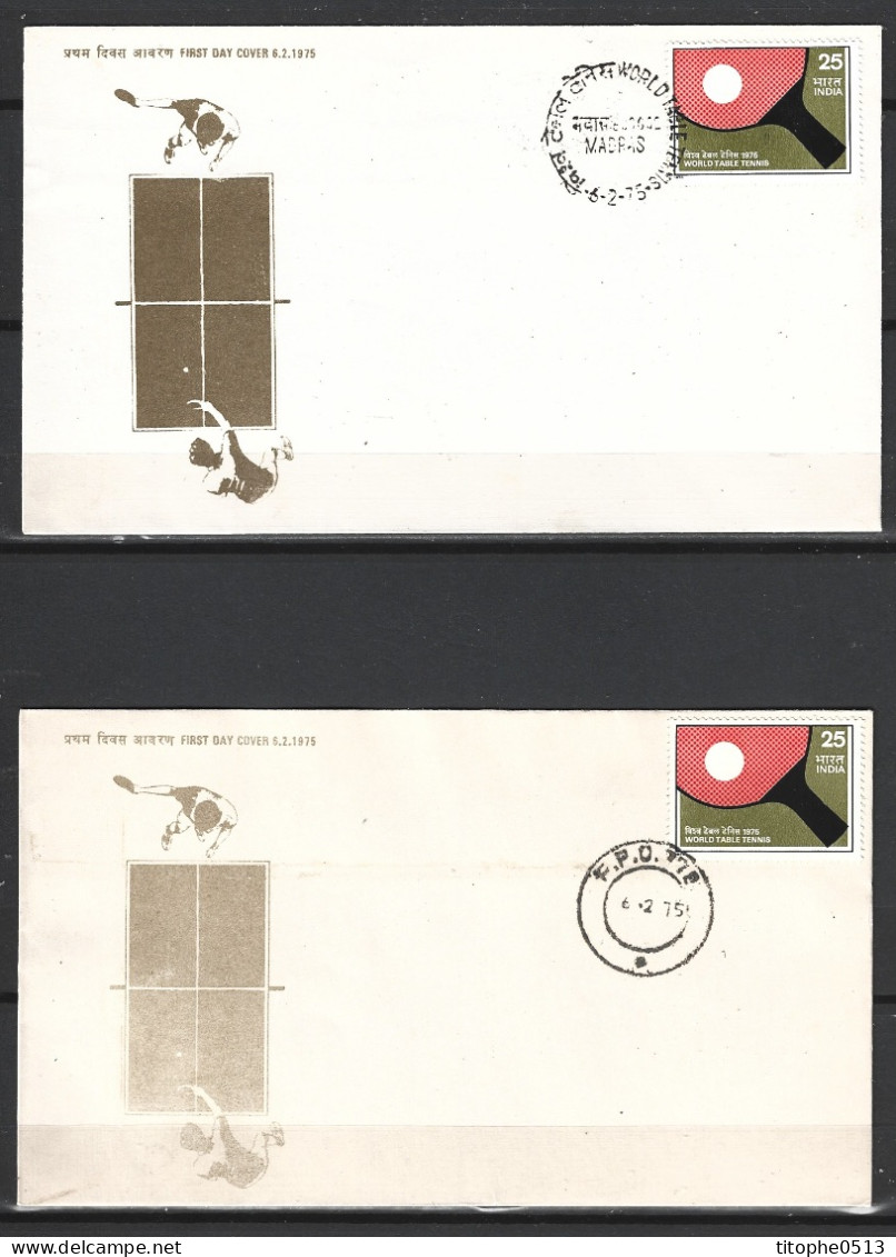 INDE. N°421 Sur 2 Enveloppes 1er Jour De 1975 (FDC's). Tennis De Table. - Tischtennis