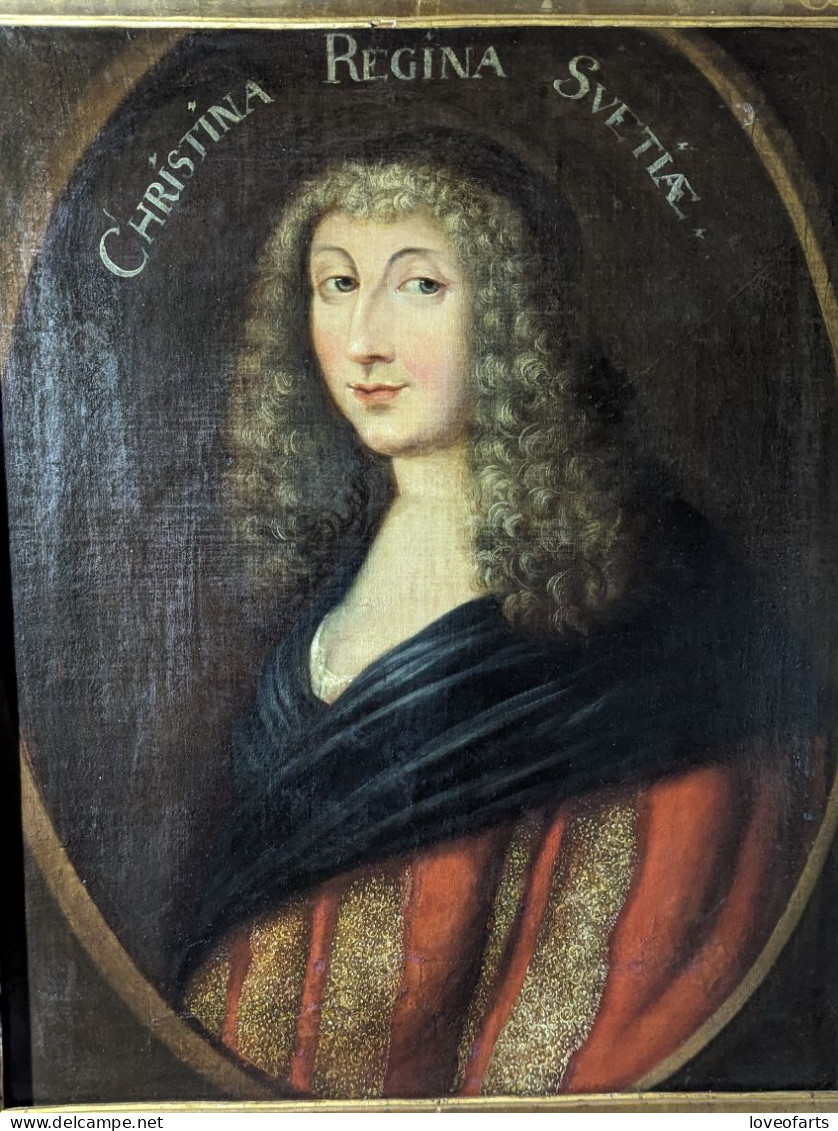 TABLEAU - PORTRAIT DE CHRISTINE, REINE DE SUÈDE ( 1626 - 1689) - Oils