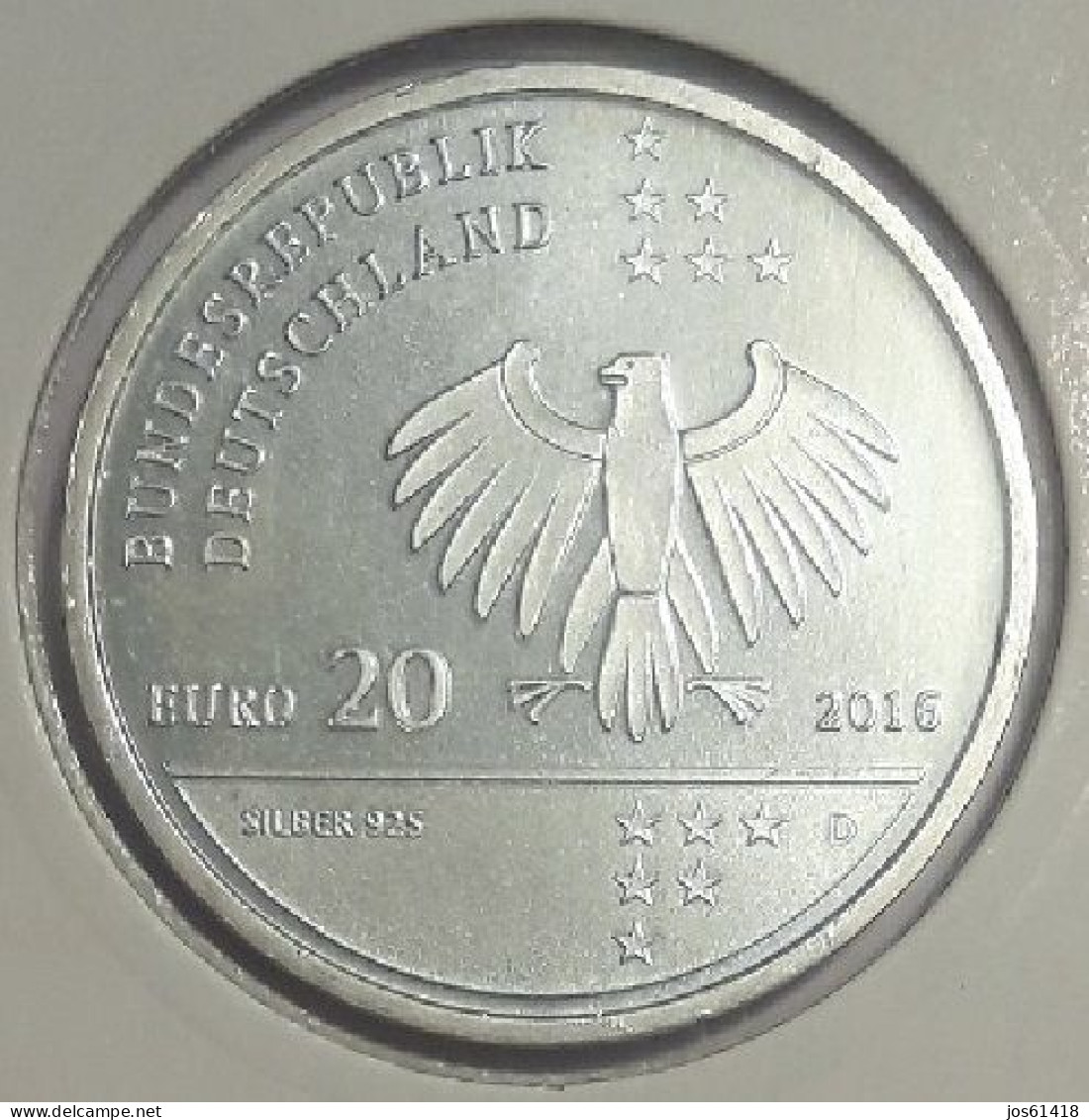 20 Euros Alemania / Germany   2016 200 Aniversrio Ernst Litfass  D  Plata - Allemagne