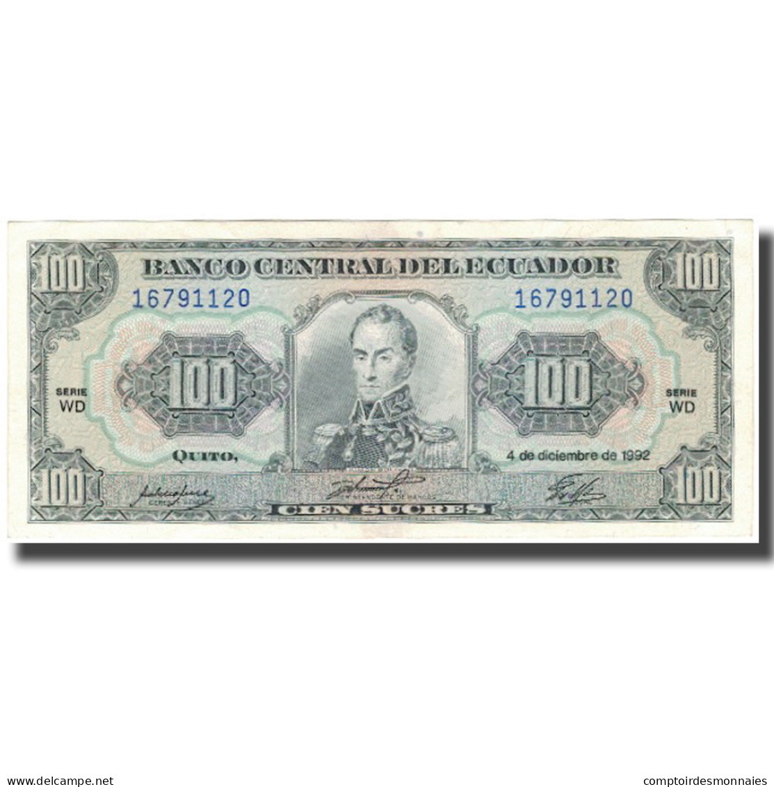 Billet, Équateur, 100 Sucres, 1992-12-04, KM:123Ab, SPL - Equateur