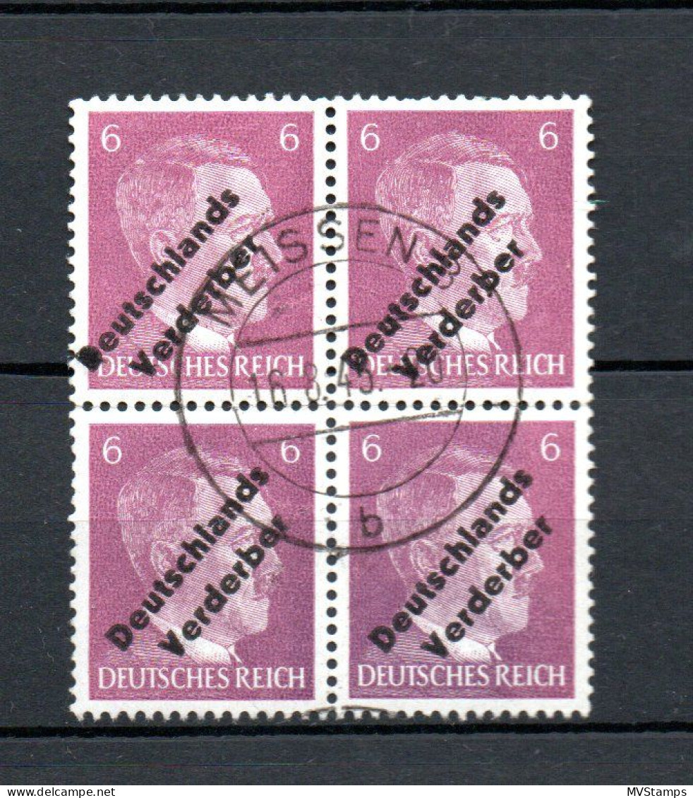 Meissen (Germany) 1923 Local Overprinted Hitler Stamps (Michel 32) Used In Block Of Four - Oblitérés