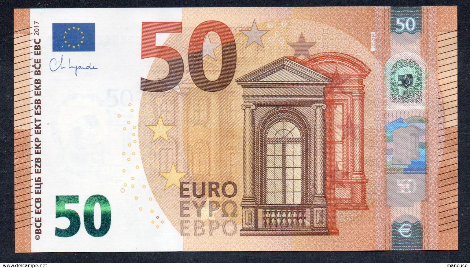 50 EURO ITALY  LAGARDE S052 SG  Ch  "04"  UNC - 50 Euro