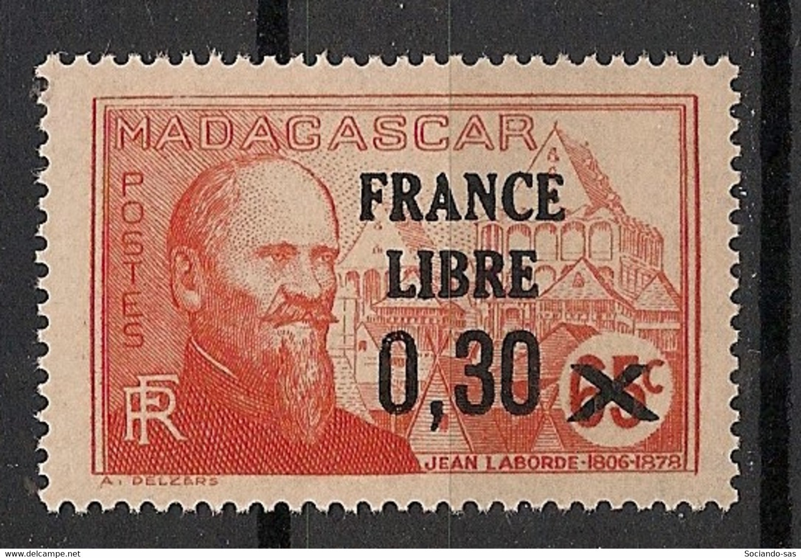 MADAGASCAR - 1942 - N°YT. 257 - France Libre 0,30 Sur 65c - Neuf Luxe ** / MNH / Postfrisch - Nuovi