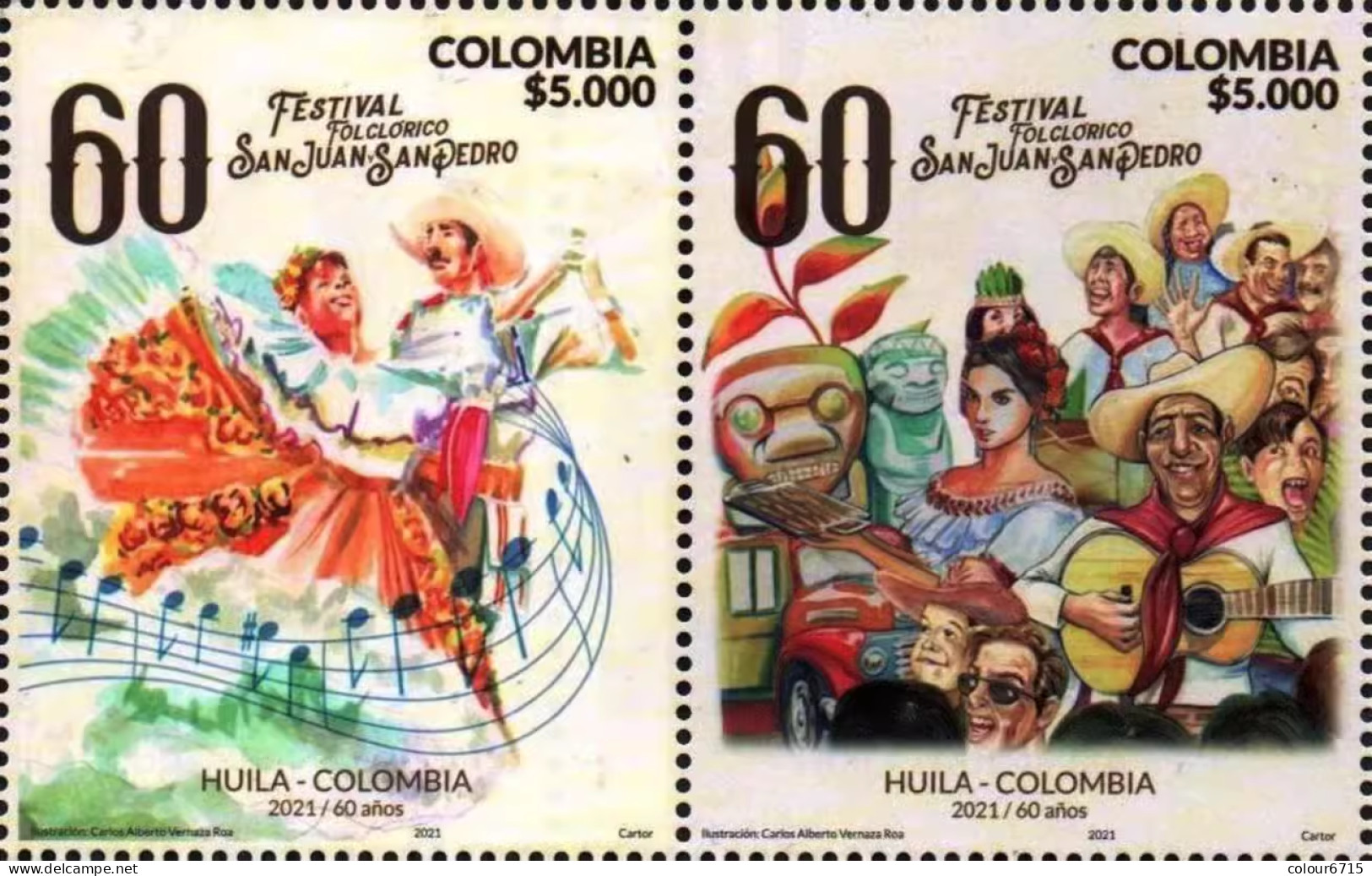 Colombia 2021 The 60th Anniversary Of The Folk Festival Stamps 2v MNH - Colombia