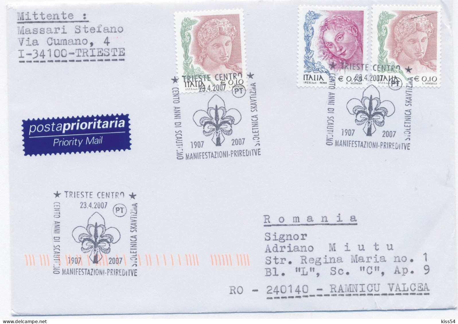 SC 27 - 422 Scout ITALY - Cover - Used - 2007 - Covers & Documents