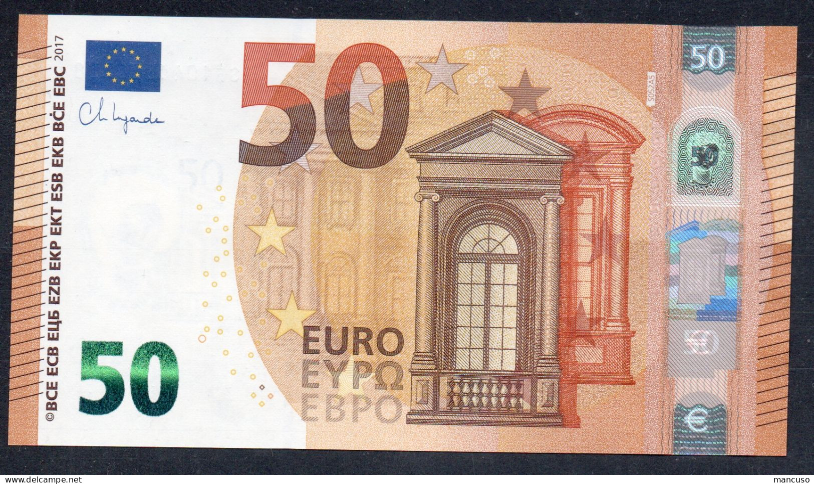 50 EURO ITALY  LAGARDE S052 SF  Ch  "04"  UNC - 50 Euro