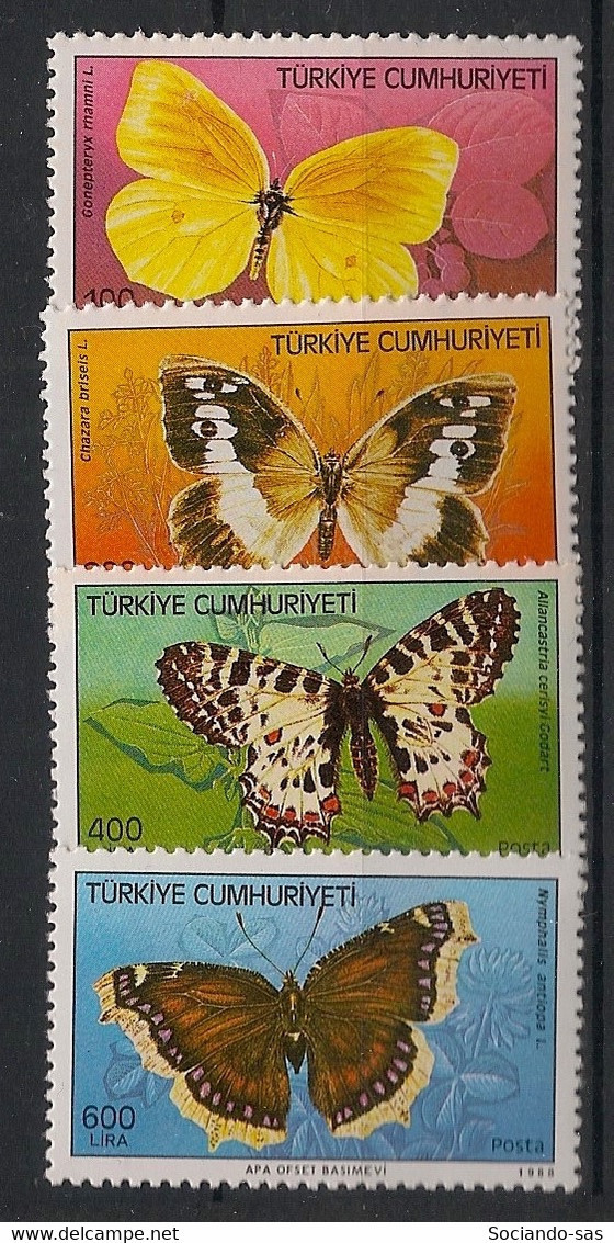 TURKEY - 1988 - N° YT. 2582 à 2585 - Papillons / Butterflies - Neuf Luxe ** / MNH / Postfrisch - Papillons