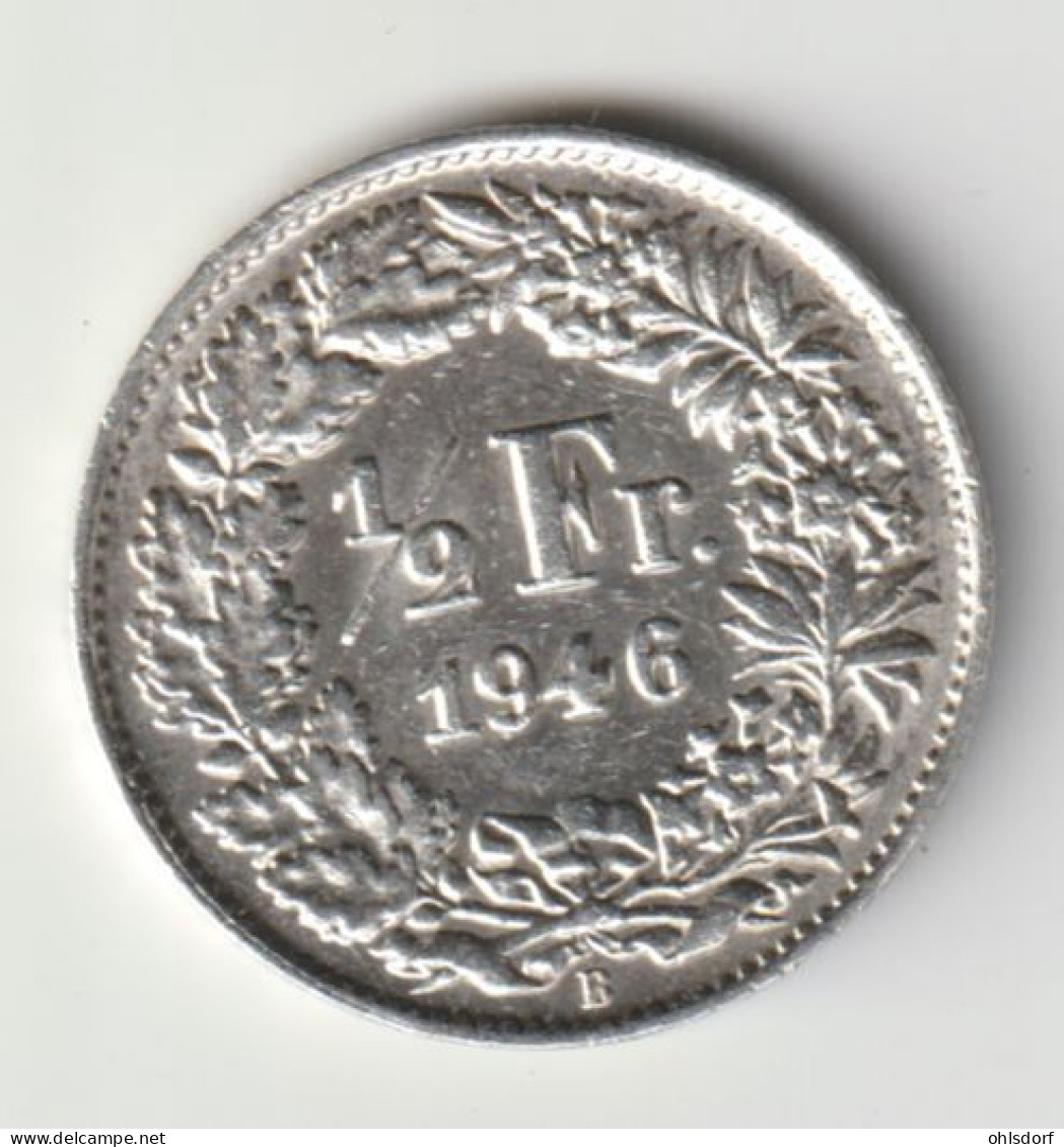 HELVETIA 1946: 1/2 Fr., Silver, KM 23 - 1/2 Franken