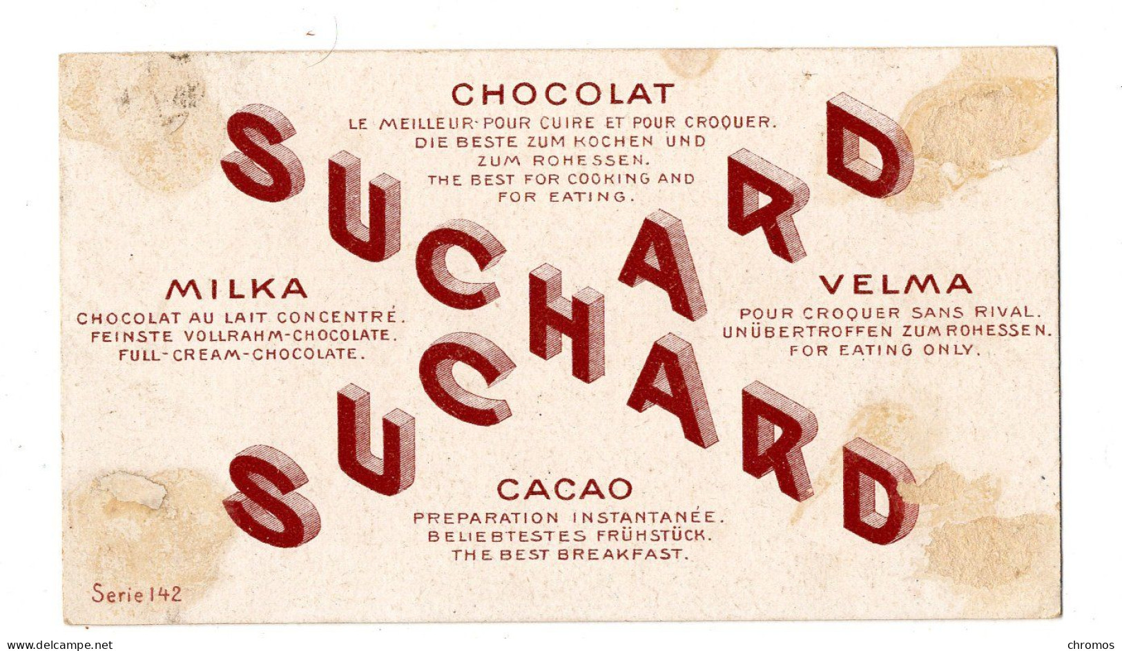 Chromo Chocolat Suchard, 142 / 6, Animaux Sauvages, Panthère - Suchard
