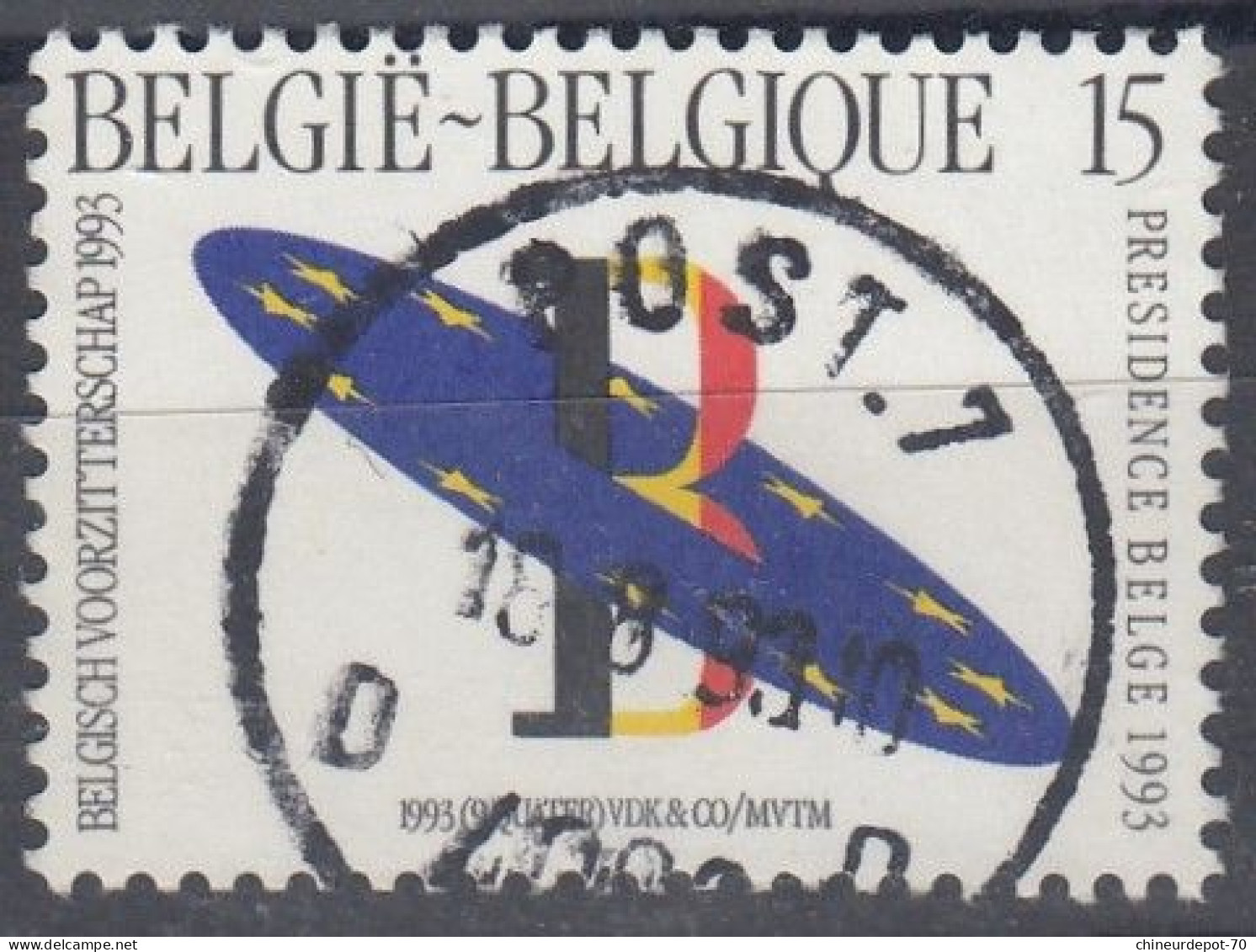 PRÉSIDENCE DE LA BELGIQUE 1993 Cachet Post 7 - Oblitérés