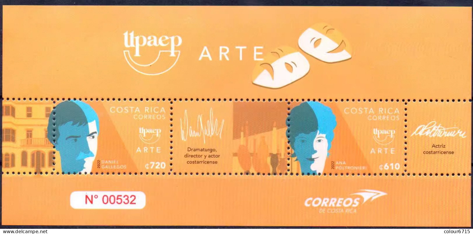 Costa Rica 2022 UPAEP Issue - The Arts Stamp MS/Block MNH - Costa Rica