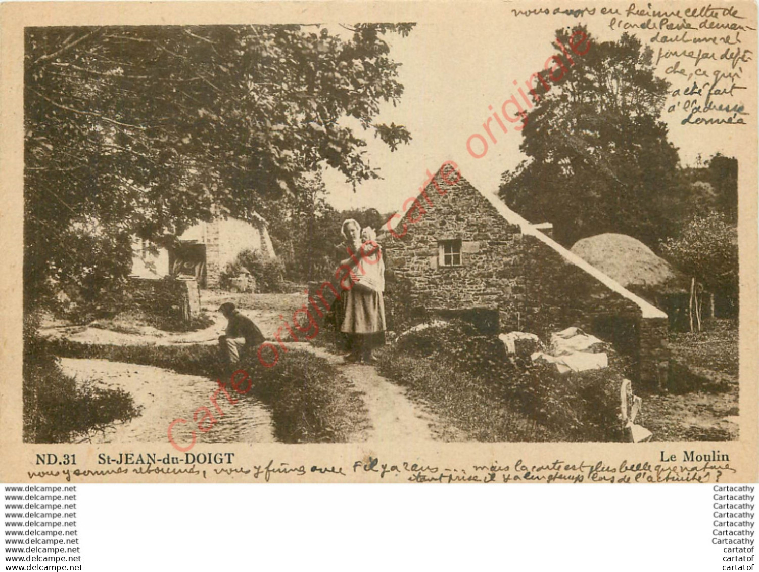 29.  SAINT JEAN DU DOIGT .   Le Moulin .  CPA Animée . - Saint-Jean-du-Doigt