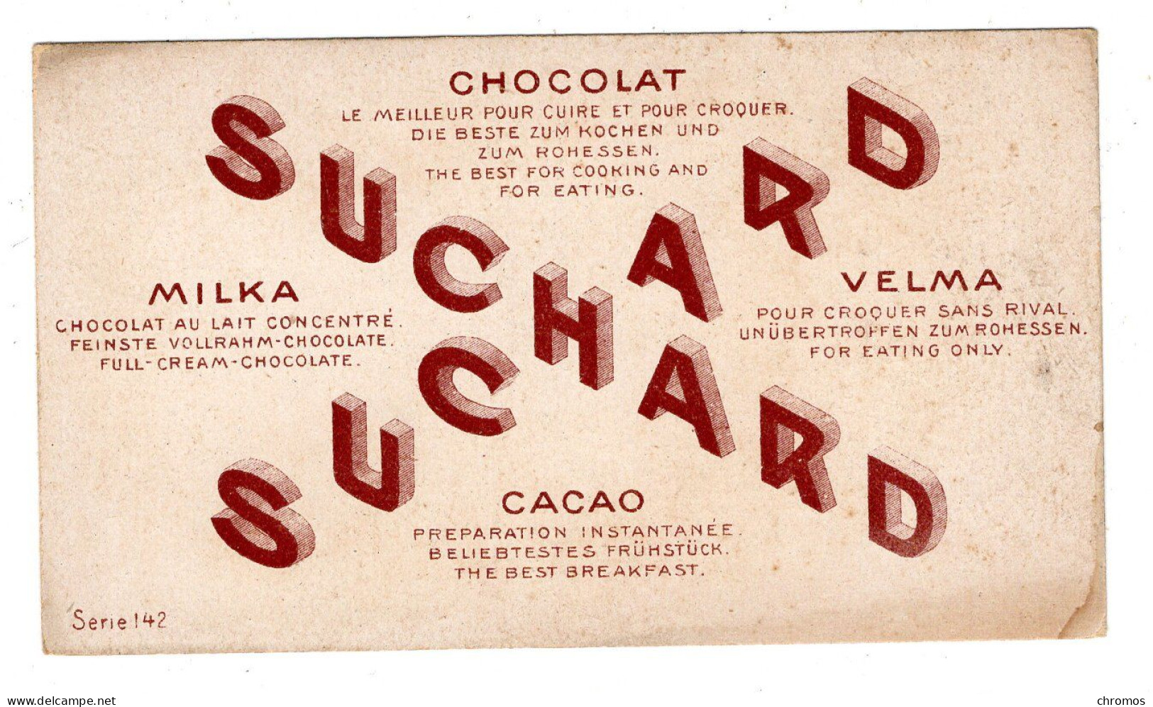 Chromo Chocolat Suchard, 142 / 5, Animaux Sauvages, Tigre, Crocodile - Suchard