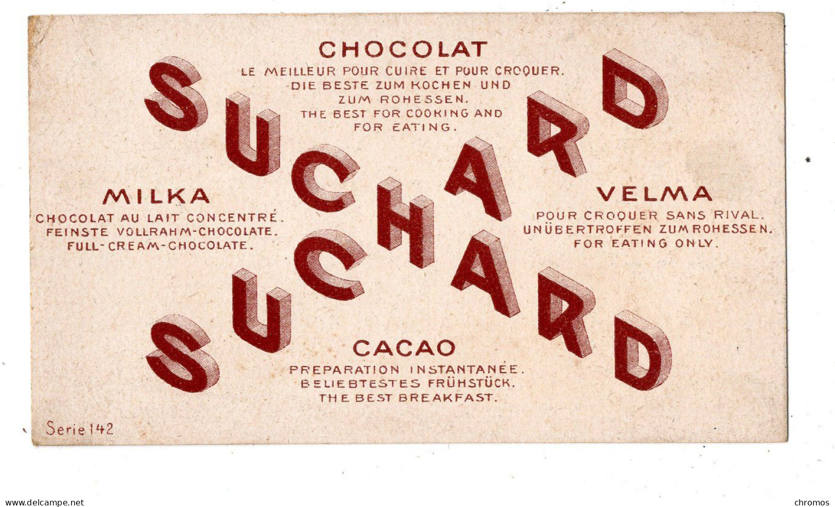 Chromo Chocolat Suchard, 142 / 8, Animaux Sauvages, Puma - Suchard