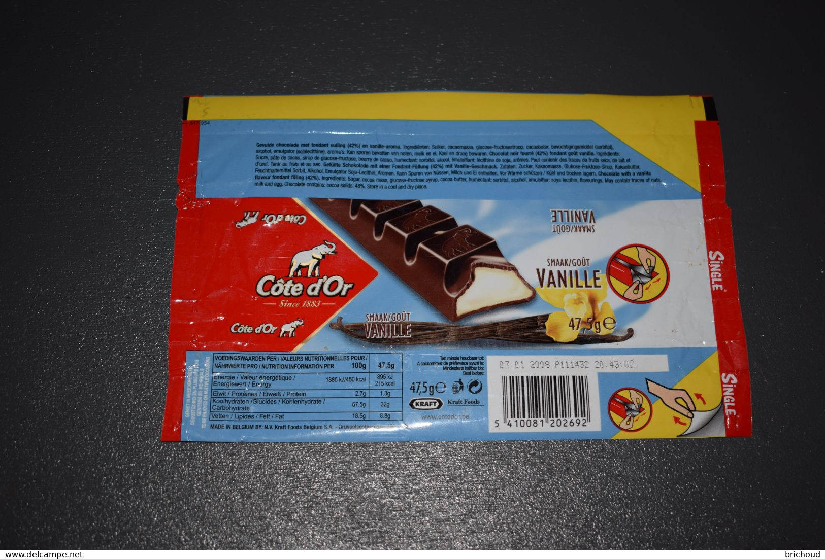 Emballage Chocolat Côte D'Or Grande Vanille Chocolate Chocolade - Autres & Non Classés