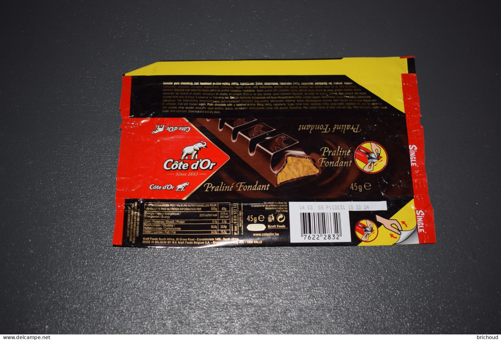 Emballage Chocolat Côte D'Or Chocolate Chocolade Praliné Fondant - Altri & Non Classificati