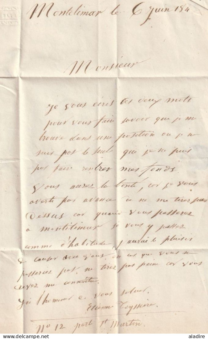 1848 - Cursive 37 VALBONNAIS, Isère En Arrivée Sur LAC De Montélimart, Drome Vers La Mûre, Isère Via Valence Et Grenoble - 1801-1848: Précurseurs XIX