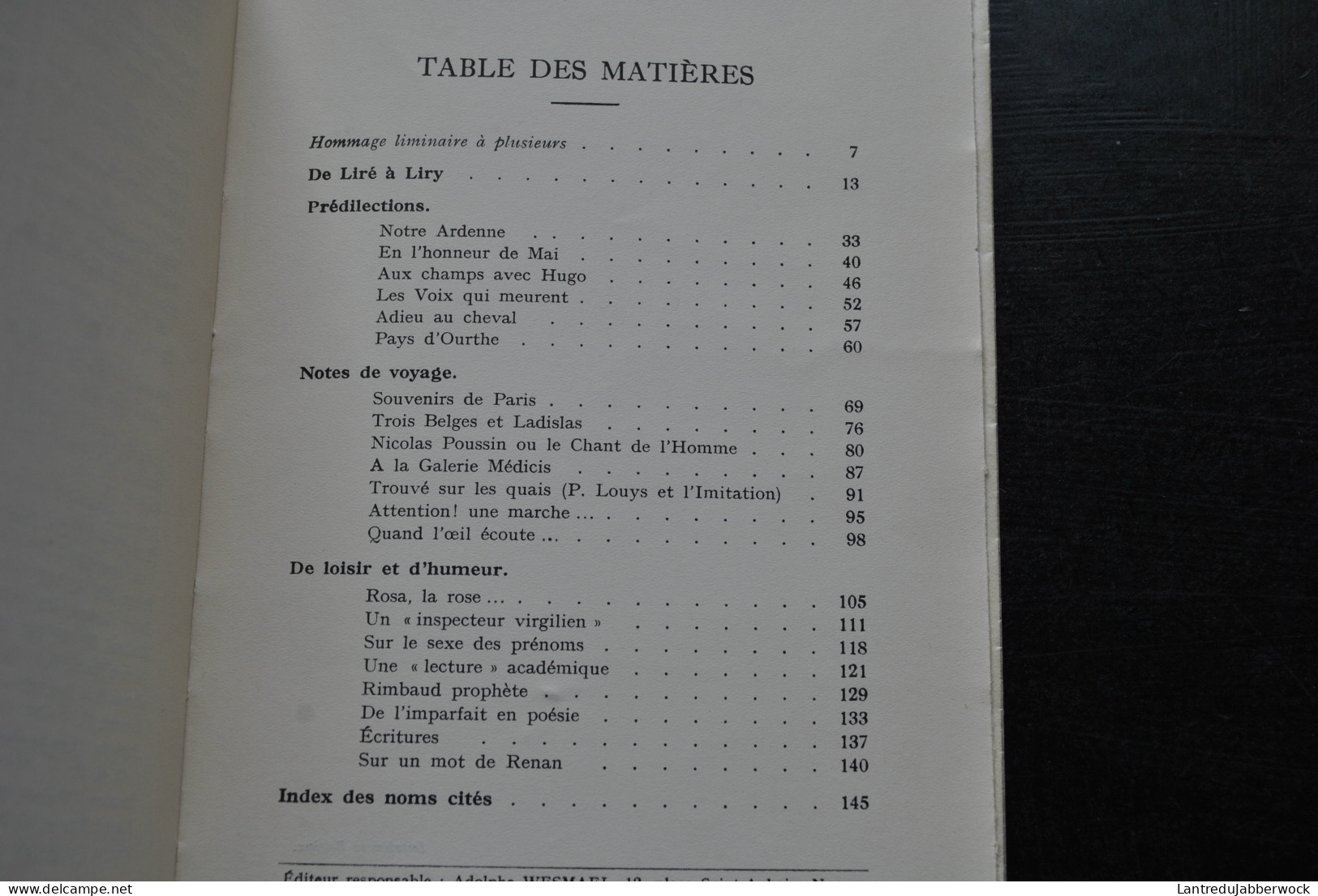 Arsène SOREIL De Liré à Liry Mélanges Westmael Charlier Sd - Note De Voyages - Ardenne Cheval Pays D'Ourthe Auteur Belge - Autori Belgi