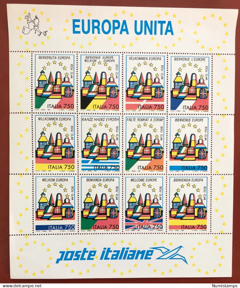 United Europe - Italy - 1993 - European Countries (12 Stamps) - Hojas Bloque