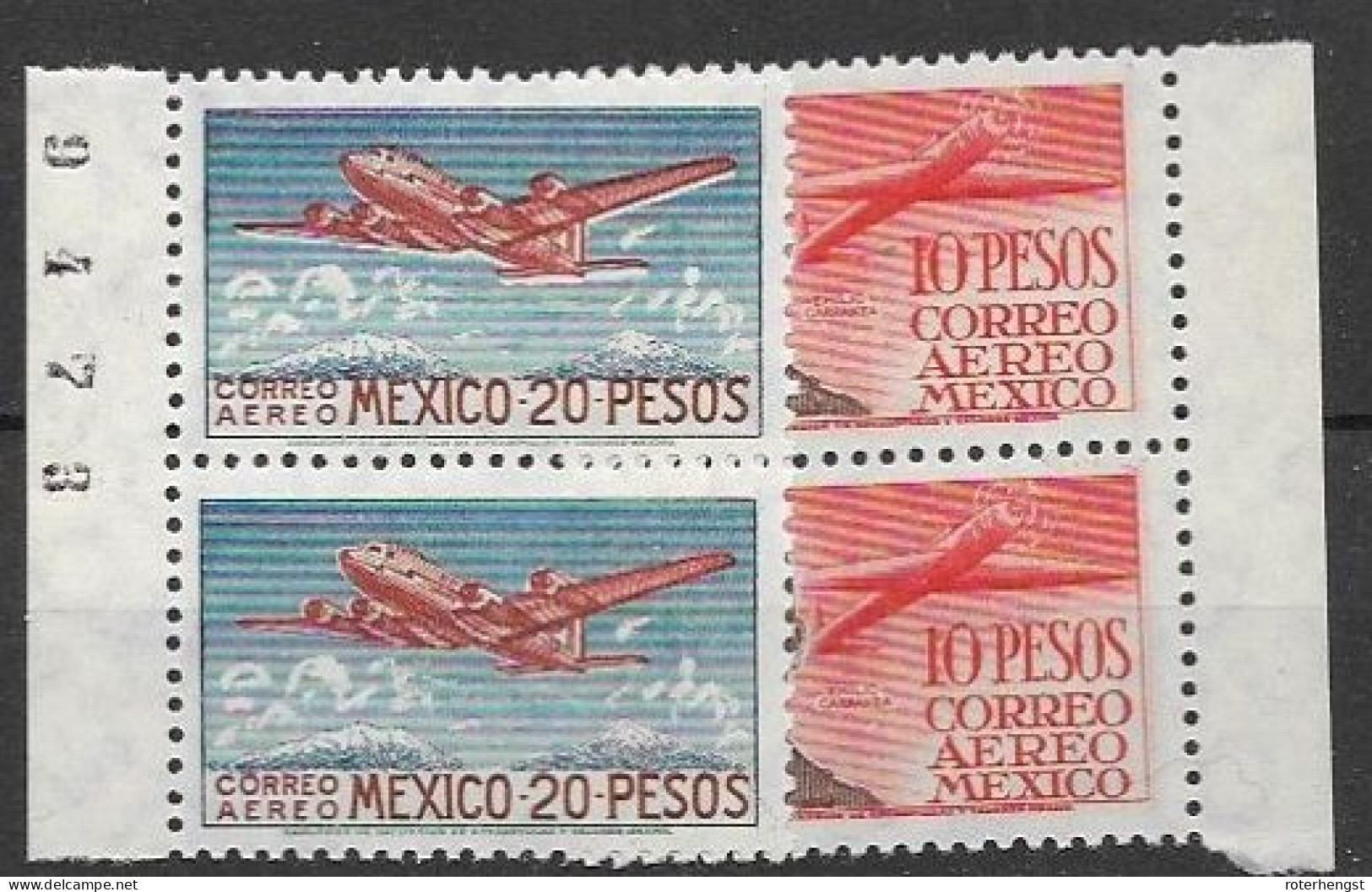 Mexico 1947 10,40 Euros Mnh** Airmail Pairs - Messico