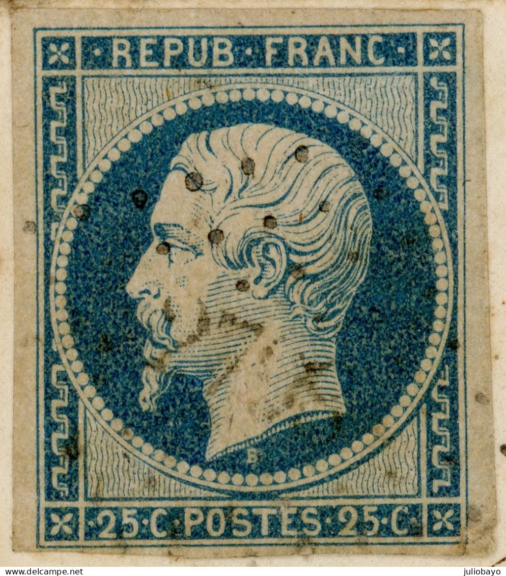 21 Decembre 1853 L.S.C. N°10 Bleu Verdatre Pc 2798 Sancerre Vers Prades Près De Lombez,boite Rurale OR - 1849-1876: Klassik