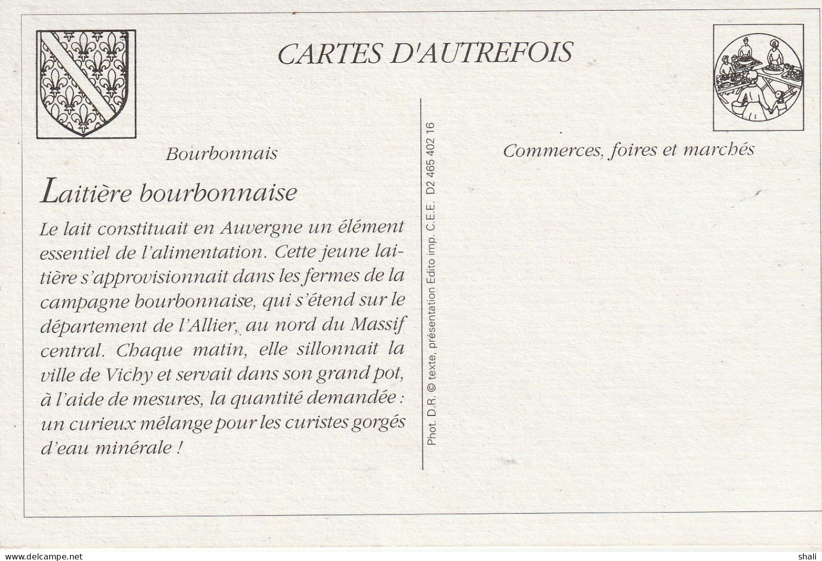 COPIE DE CARTE POSTALE ANCIENNE VICHY LAITIERE BOURBONNAISE - Vendedores Ambulantes