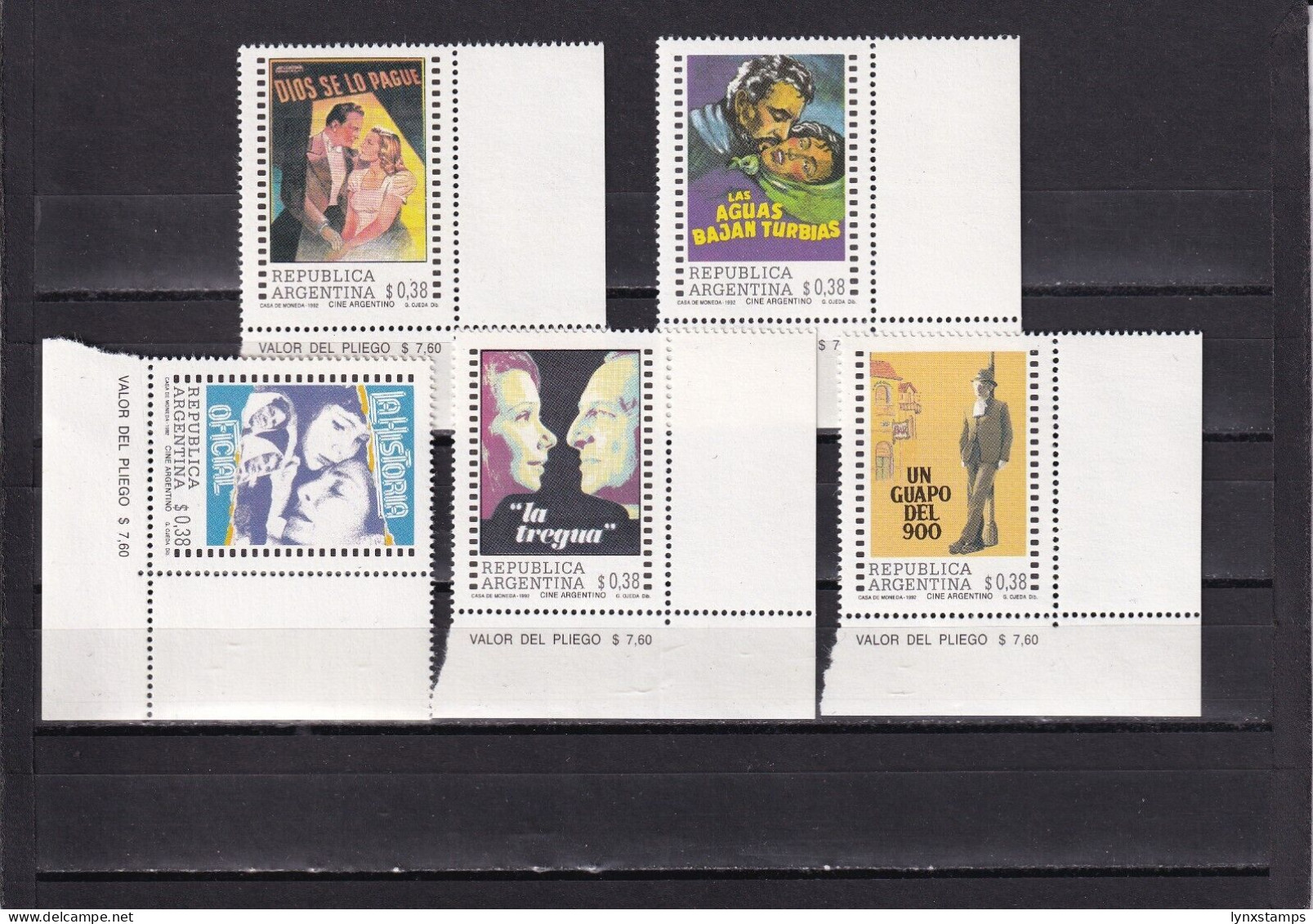 SA04 Argentina 1992 Argentine Films - Movie Posters Mint StampS - Unused Stamps