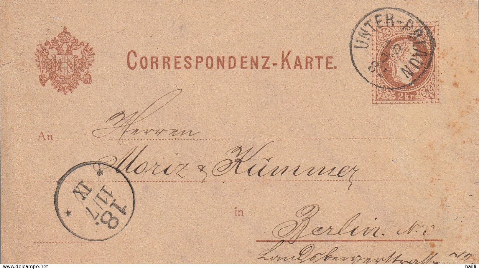 Autriche Entier Postal Unter - Polaun 1882 - Cartes Postales