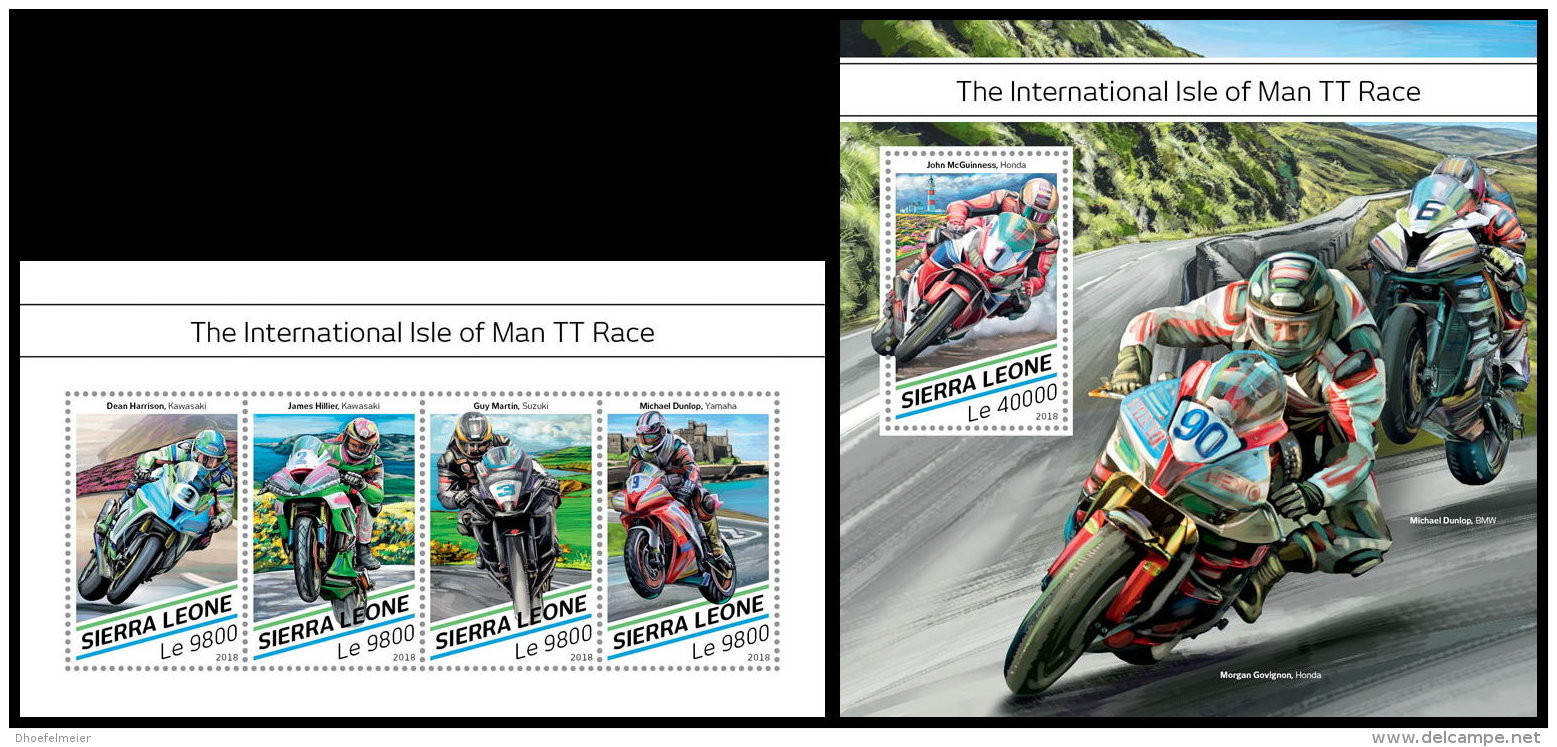 SIERRA LEONE 2018 MNH** Isle Of Man TT Race Motorcycles Motorräder Motos M/S+S/S - OFFICIAL ISSUE - DH1829 - Motorbikes