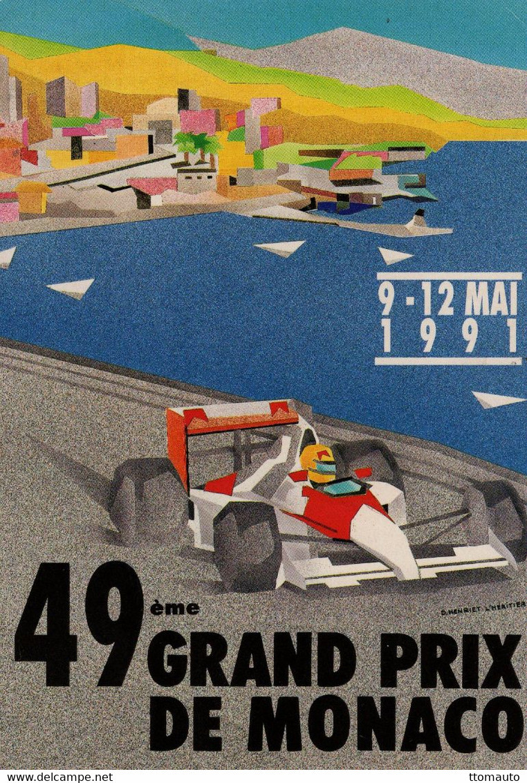 49e Grand Prix De Monaco 1991 -  Reproduction De L'Affiche Publicité   - Carte Postale - Grand Prix / F1