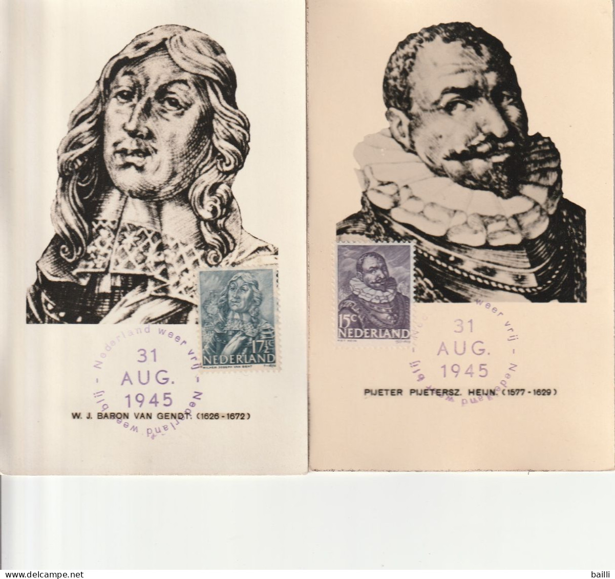 Pays Bas 2 Cartes Maximum Différentes 1945 - Maximumkaarten