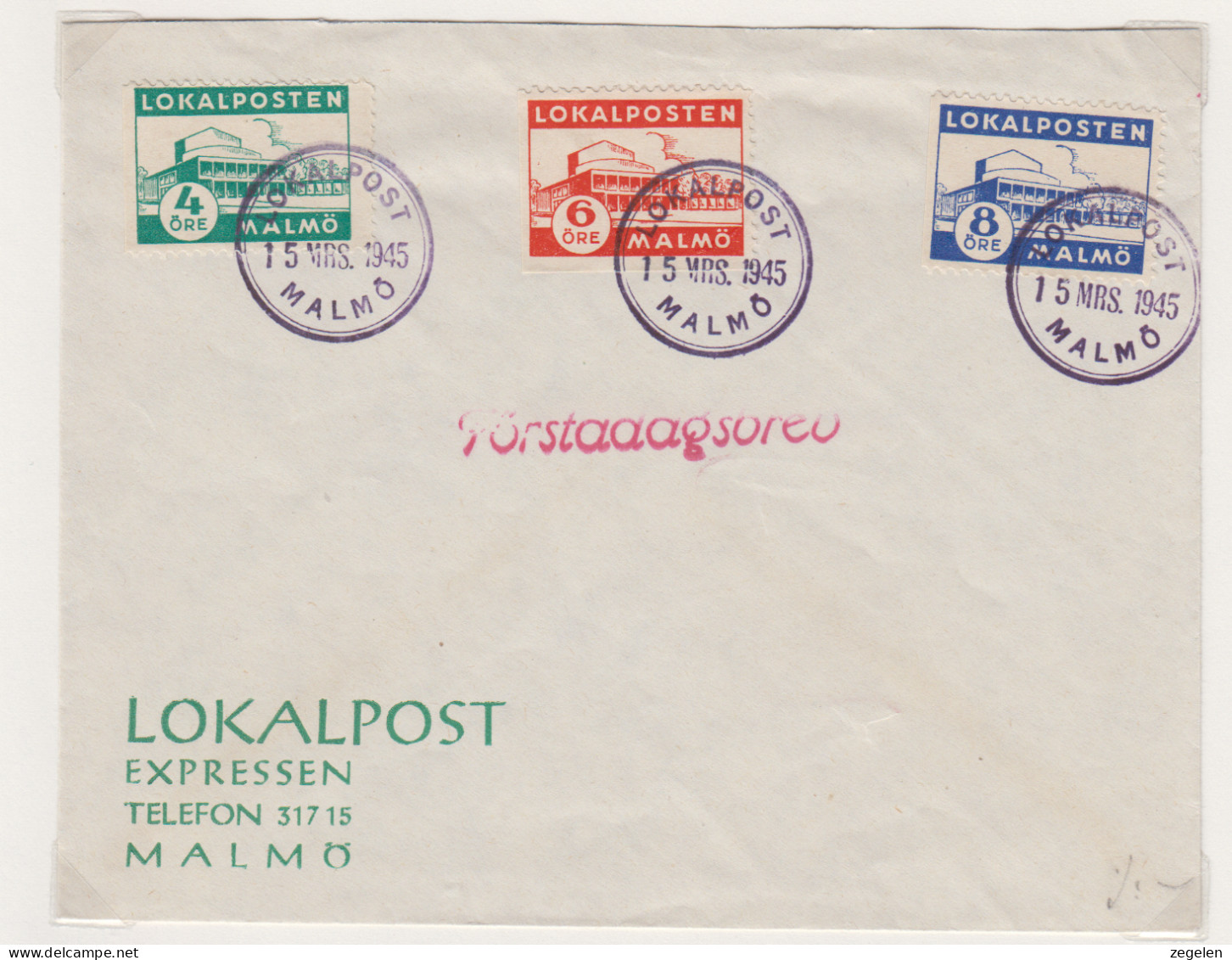 Zweden Lokale Zegel Cat. Facit Sverige 2000 Private Lokaalpost Malmö Lokalpostexpres 1/3 FDC Omslag - Ortsausgaben