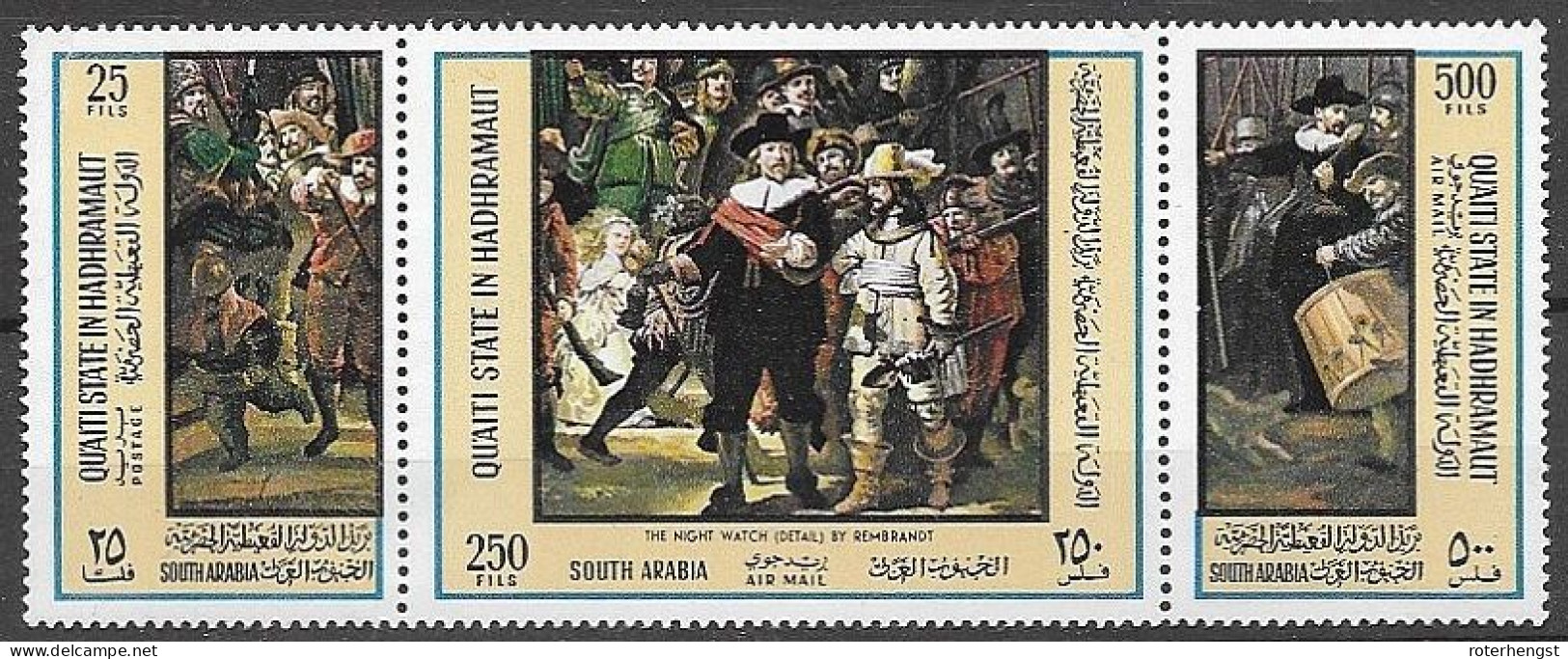 South Arabia Yemen Quaiti Mnh **  Rembrandt Set 1967 7 Euros - Yemen